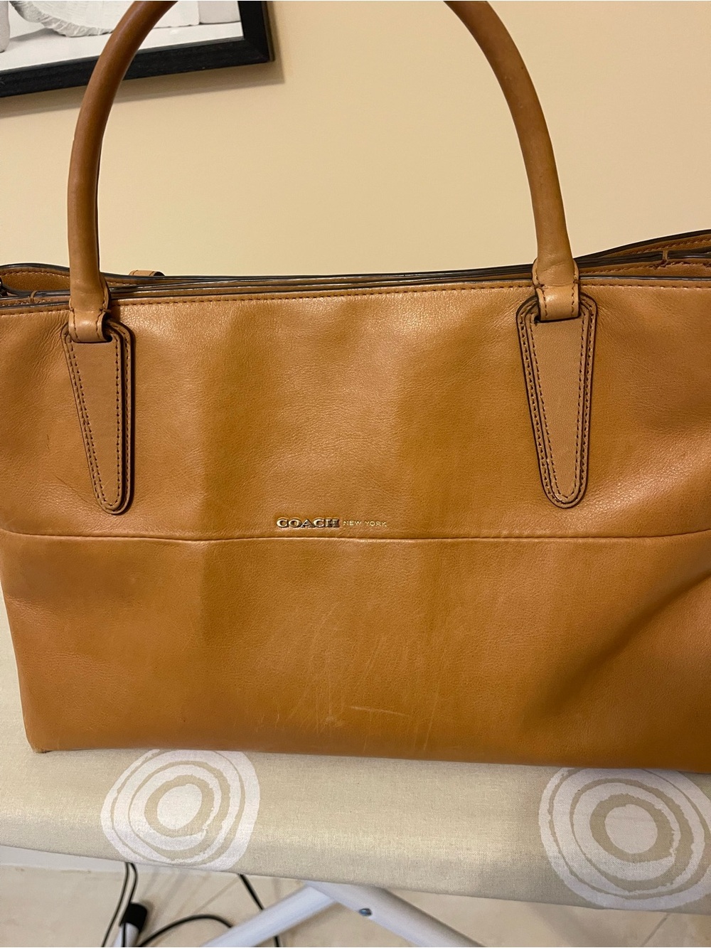 Authentic Coach Cognac Leather Tote with Double Handles